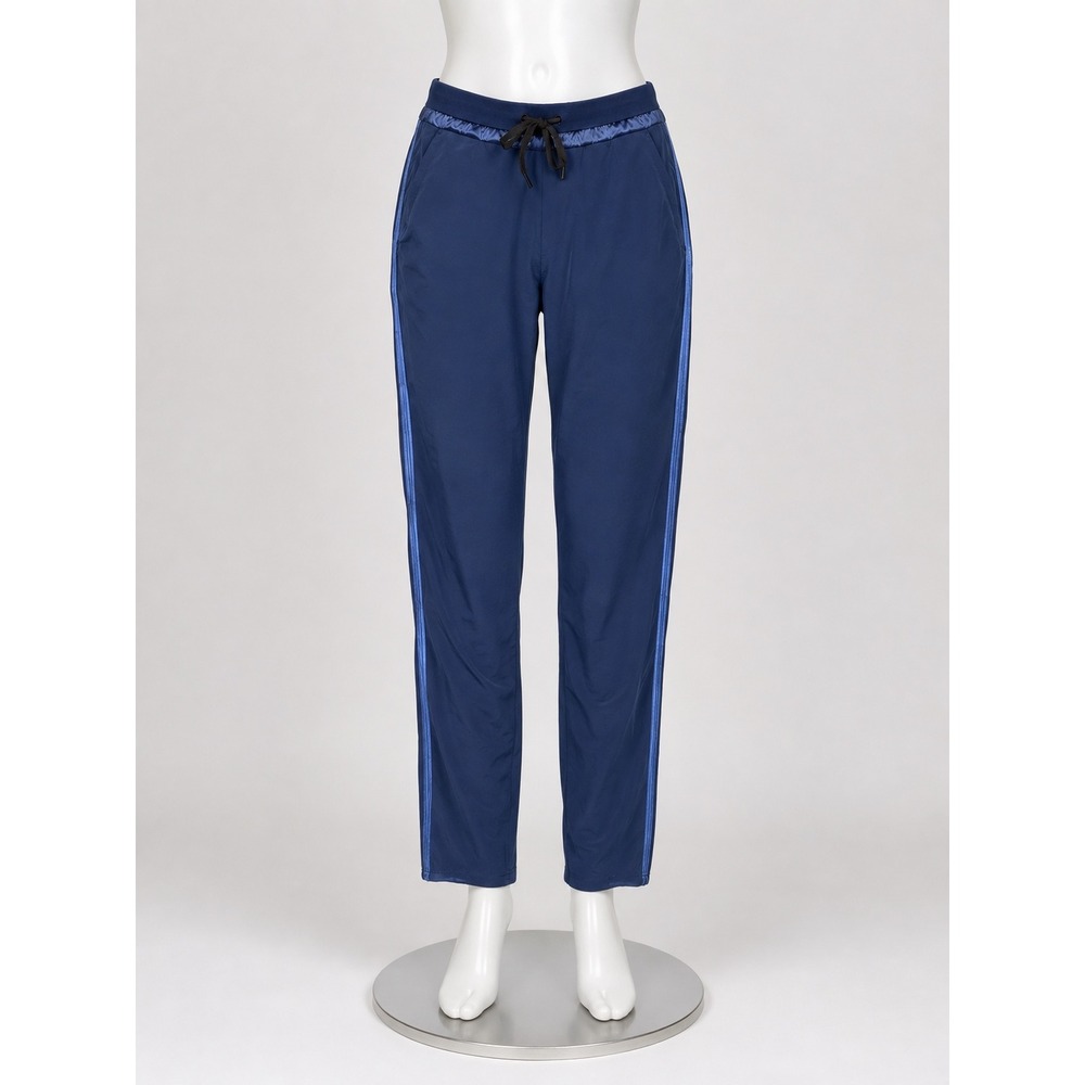 Lululemon Navy Blue Satin Trim Joggers Tapered Athletic Pants Womens Size 8